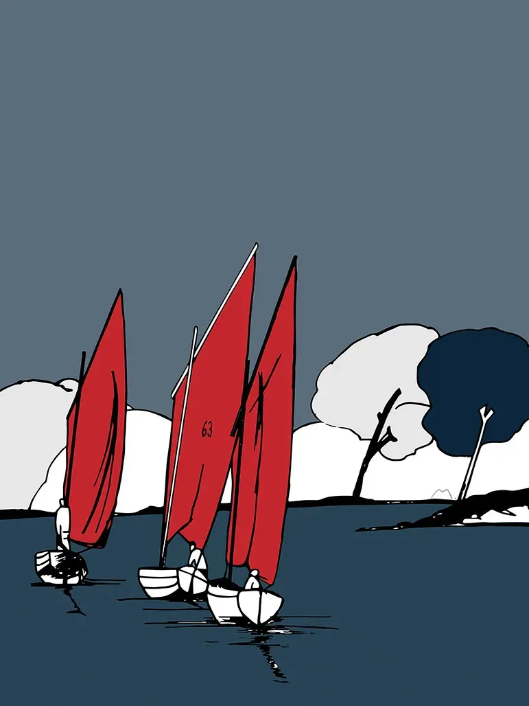 Rassemblement de voiliers, tableau de l'artiste Marine THAËRON