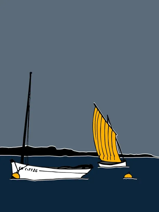 Duo de bateaux, tableau de l'artiste Marine THAËRON