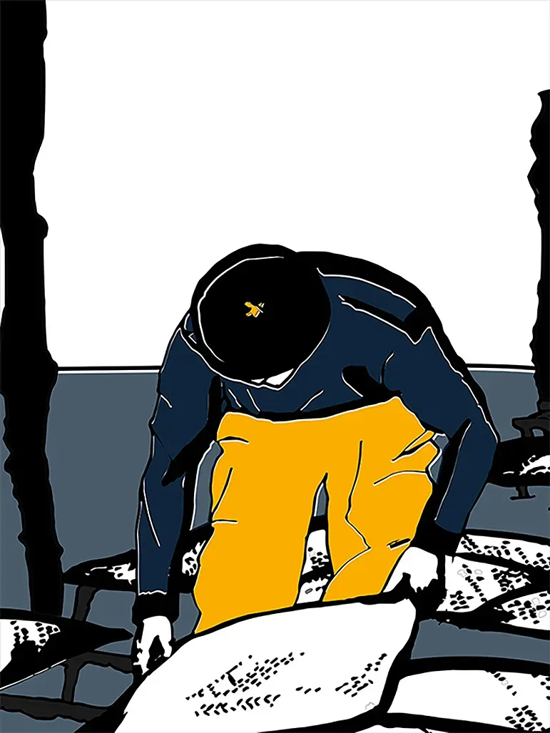 Ostréiculteur n°3, tableau de l'artiste Marine THAËRON